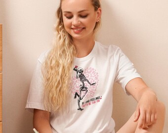 Maglietta sarcastica con teschio di San Valentino: maglietta personalizzata con grafica di scheletro gotico