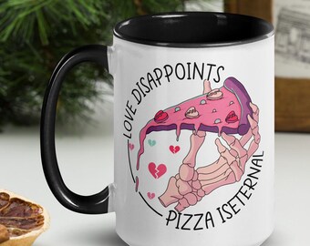 Funny Skeleton Pizza Mug: Gothic Sarcastic Coffee Cup - Customizable