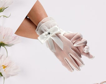 Guantes de novia, Guantes de dama de honor, Accesorios de boda, Guantes largos transparentes, Guantes de boda de tul, Guantes de novia transparentes