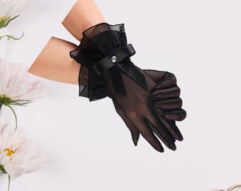 Guantes de novia, Guantes de dama de honor, Accesorios de boda, Guantes largos transparentes, Guantes de boda de tul, Guantes transparentes para fiesta de graduación