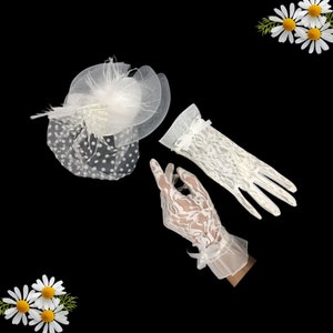 Bridal Gloves and Cap, Ladies gloves Bridesmaid, Wedding Accessories, Short Sheer Gloves, Tulle wedding gloves, Transparent Lace Gloves,