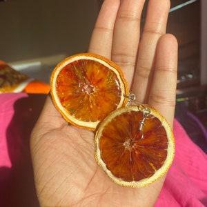 TASTY LIL TREAT Missfit Doll Earrings! Handmade-pressed glazed Fruit earrings, Real dried Orange jewelry, Halloween delight~Gift for her