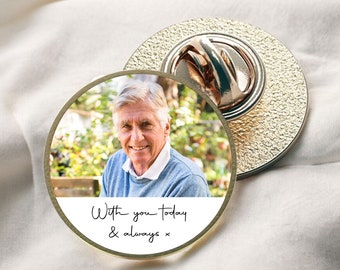 Your Image or Text Lapel Badge, Memorial Service, Funeral Keepsake, Personalised Pin Badge with Photo, Bereavement Loss Gift