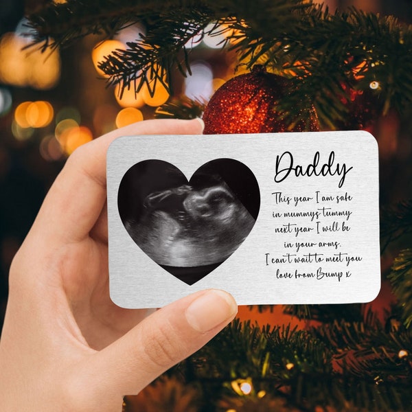 Personalised Baby Scan Wallet Card for Daddy to be -Christmas Gift from the bump - Grandad Surprise - Sonogram - Daddy Xmas Gift