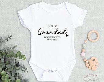 Pregnancy Announcement  Cant wait to meet you Grandad Auntie Uncle Baby Vest Coming Soon Reveal  Bodysuit Gift New Baby Nan and Grandad Gift