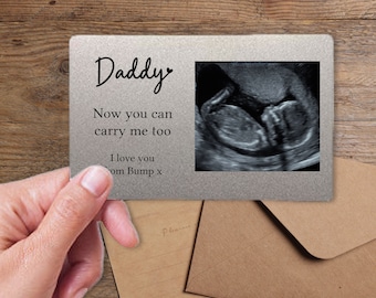 Personalised Fathers Day Baby Scan Wallet Card for Daddy to be -Happy Birthday Gift from the bump - Grandad Surprise - Sonogram - Daddy 1st