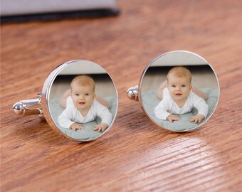 Personalised Photo Cufflinks Men's Gift - Custom Cufflinks - Any Pictures Family Pets - Photo Cufflinks - Gift For Him - Logo Cufflinks