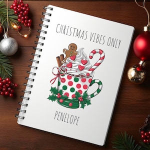 PERSONALISED Christmas Watercolor Notebook: A5 Spiral Notepad