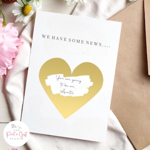 Carte à gratter surprise annonce de grossesse, cadeau surprise pour faire-part de bébé, carte à message secret, coeur doré, carte à gratter cachée, cadeau
