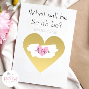 Autocollant à gratter personnalisé pour révéler le sexe | Garçon ou fille | Baby Shower | Carte à gratter | Rose et bleu | Devinez le sexe | Jeu de baby shower
