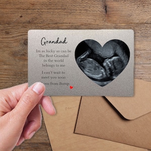 Tarjeta de billetera personalizada con la mejor ecografía del abuelo para el futuro abuelo: regalo de feliz cumpleaños de la barriga, sorpresa, ecografía, regalo para papá y bebé