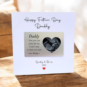 Tarjeta con billetera de aluminio de recuerdo extraíble, Feliz cumpleaños, papá, personalizada con la ecografía de tu bebé para el cumpleaños de papá.