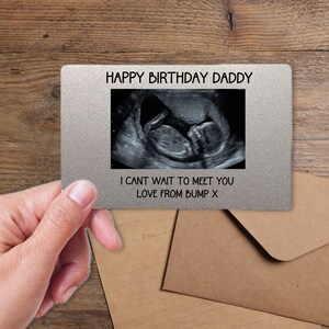Tarjeta de billetera personalizada para la ecografía del bebé para el futuro papá: regalo de feliz cumpleaños de la barriguita, sorpresa para el abuelo, ecografía, primer cumpleaños del papá