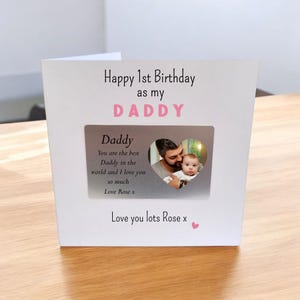 取り外し可能な記念品アルミウォレットカード、お父さんの誕生日に「Happy 1st Birthday as my Daddy」のパーソナライズされた写真とテキストが付いたカード