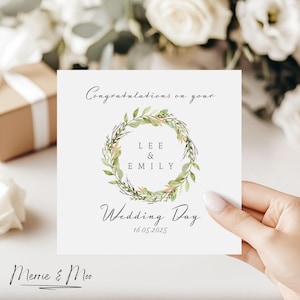 Félicitations pour votre carte de voeux carrée le jour du mariage personnalisée pour les nouveaux fiancés le jour de votre mariage