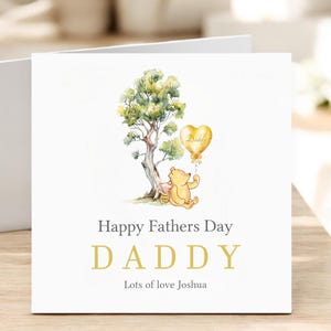 Tarjeta del Día del Padre con Winnie y Piglet - Feliz Día del Padre, Papá - Primer mensaje personalizado - Regalo de cumpleaños para papá