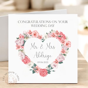 Le jour de votre mariage, carte personnalisée de félicitations à un couple spécial, M. et Mme de jeunes mariés, cadeau pour elle et lui
