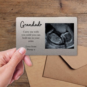 Carte portefeuille personnalisée à scanner pour bébé pour futur grand-père - Cadeau joyeux anniversaire - Surprise grand-père - Sonogramme - 1er anniversaire de papa