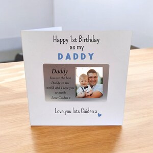 取り外し可能な記念品アルミウォレットカード、お父さんの誕生日に「Happy 1st Birthday as my Daddy」のパーソナライズされた写真とテキストが付いたカード