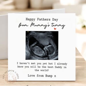 Happy First Fathers Day Card Baby Scan Photo échographique - Joyeuse fête des pères papa - Premier message personnalisé - Message personnalisé - Cadeau d'anniversaire pour papa
