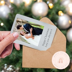 Tarjeta de billetera con foto de metal personalizada para Navidad, para novio o novia, esposo o esposa, regalo de foto de aniversario para él, foto personalizada,