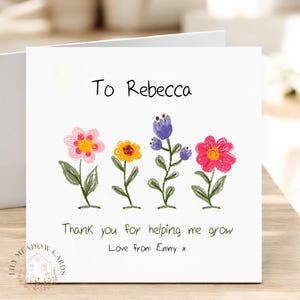 Carte de remerciement enseignant, carte enseignant personnalisée, école de fin d'année personnalisée, cadeau de départ d'un enseignant, carte de remerciement, personne clé de la crèche