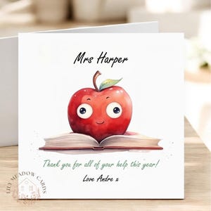 Carte de remerciement enseignant, carte enseignant personnalisée, école de fin d'année personnalisée, cadeau de départ d'un enseignant, carte de remerciement, personne clé de la crèche