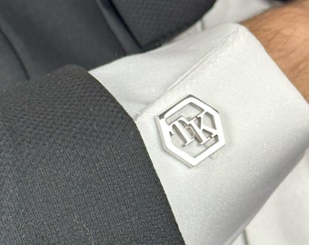 Silver Initial Cufflinks  - Custom Initial Cufflinks - Groomsmen Gift - Mens Cufflinks - Wedding Day Gift - Gift For Him - Birthday Gift