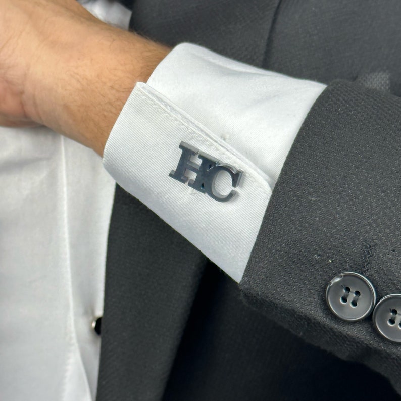 Silver Initial Cufflinks Custom Initial Cufflinks Groomsmen Cufflinks Personalized Initial Cufflinks Wedding Day Gift Gifts for Him image 6