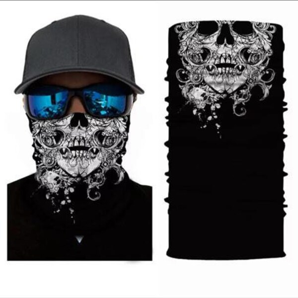 Horror Face Mask, Neck Gaiter, Skull Snood