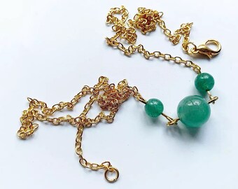 Collier sphère en aventurine, colliers avec breloques en pierres précieuses, colliers en cristal, cadeau fête des femmes