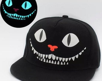 Cheshire Cat Baseball Cap, Hip Hop Snapback, Ailce In Wonderland Gift, Cheshire Cat, We’re All Mad Here, Ravers Cap