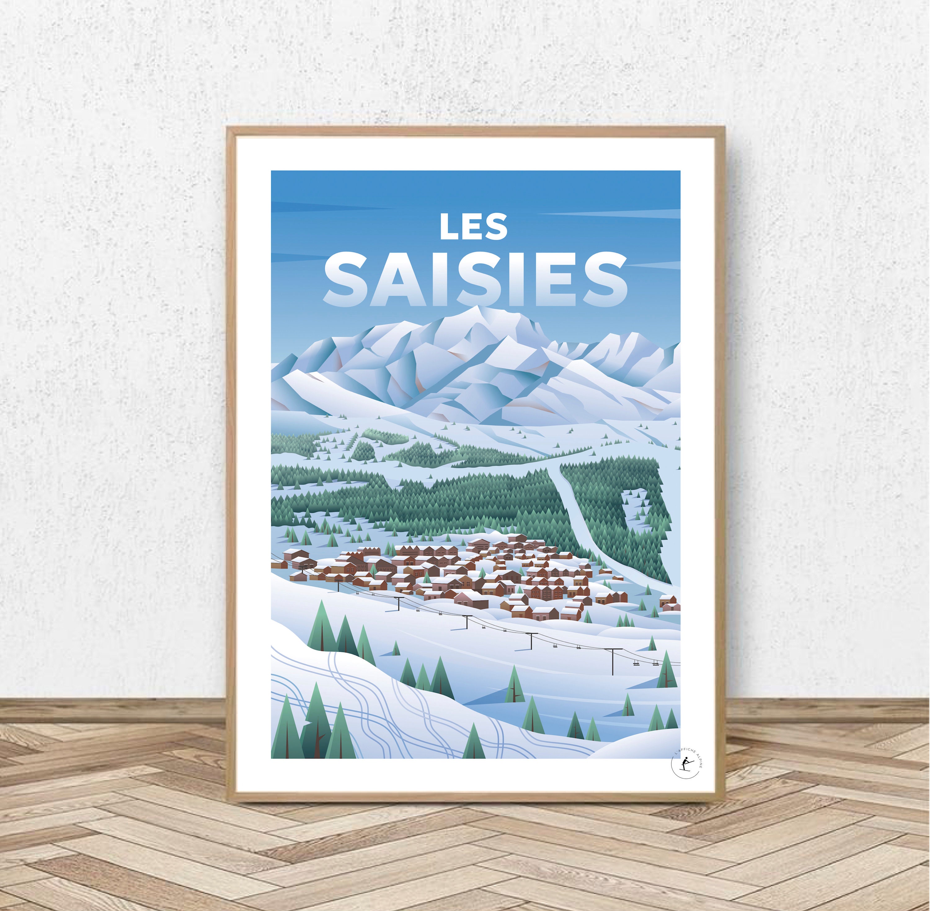 Les Saisies Poster - Beaufortain // Vintage Poster - Decoration Table - Illustration