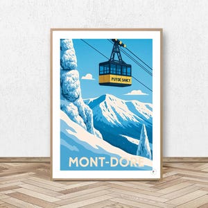 Mont Dore Poster - Puy-de-Dôme // Vintage Ski Illustration - Mountain Decoration - Travel Poster - Alpine Poster