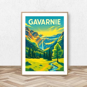 Gavarnie Poster - Hautes-Pyrénées // Vintage Ski Illustration - Mountain Decoration - Travel Poster - Alpine Poster