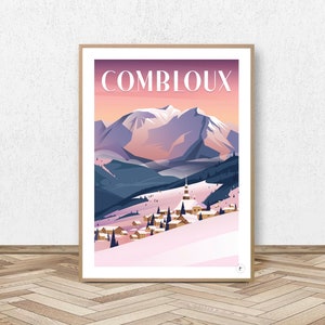 Combloux Poster - Mont Blanc // Vintage Ski Illustration - Decoration - Travel poster - Alpine Poster