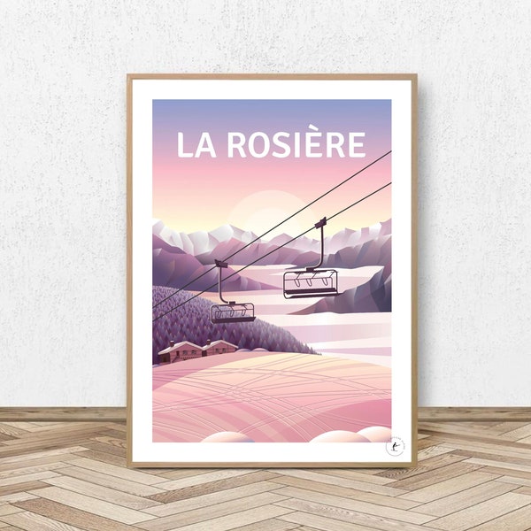 Affiche La Rosière - Montvalezan // Poster Vintage Ski - Espace San Bernardo - Travel Poster Ski - Affiche Alpine