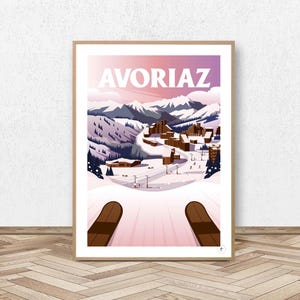 Affiche Avoriaz - Haute Savoie // Illustration Vintage - Poster portes du Soleil