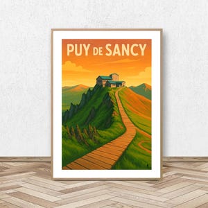 Puy de Sancy - Monts Dore Poster // Vintage Puy-de-Dôme Illustration