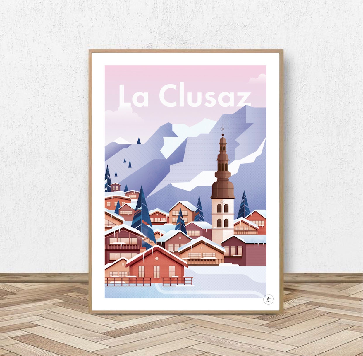 Affiche La Clusaz HauteSavoie // Illustration Vintage Décoration