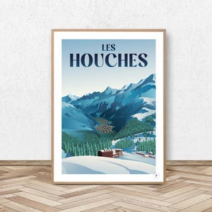 Poster Les Houches - Mont Blanc // Vintage Illustration - Poster Haute Savoie