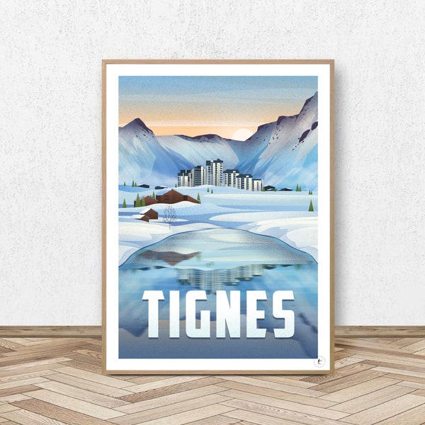 Affiche Tignes - Espace Killy // Illustration Vintage - Décoration - Travel poster - Affiche Alpine