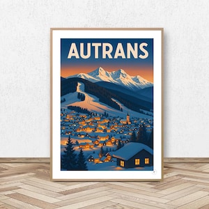 Autrans - Vercors Poster // Vintage Ski Illustration - Mountain Decoration - Travel Poster - Alpine Poster