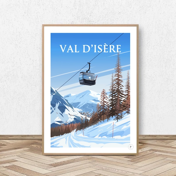 Affiche Val d'Isère - Espace Killy // Illustration Vintage - Décoration Ski - Poster des Alpes - Affiche Alpine