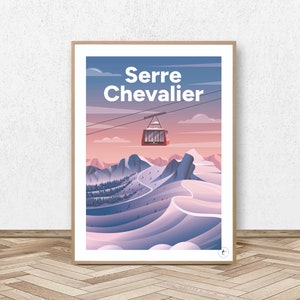 Serre Chevalier Poster - Hautes Alpes // Vintage Ski Poster - Écrins Decoration - Briancon Travel Poster - Alpine Poster