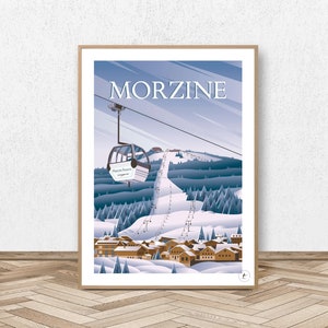 Morzine Poster - Portes du Soleil // Vintage Illustration - Decoration - Ski Poster - Alpine Poster