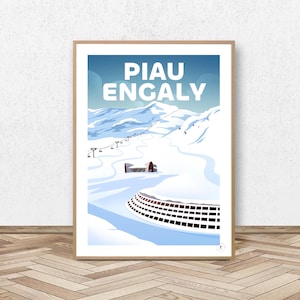 Piau-Engaly Poster - Hautes-Pyrénées // Vintage Ski Illustration - Mountain Decoration - Travel Poster - Alpine Poster