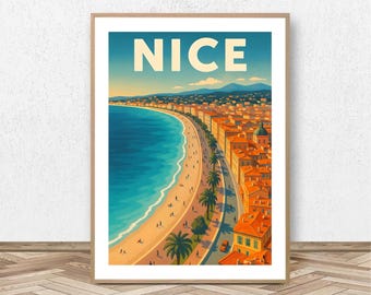 Nice Poster - Alpes-Maritimes // Vintage Ski Illustration - Mountain Decoration - Travel Poster - Alpine Poster