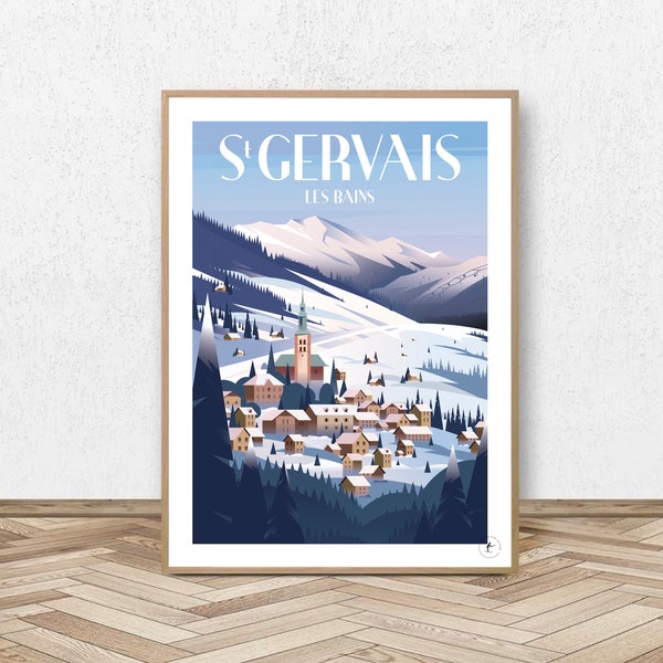 Poster Saint Gervais Les Bains - Mont Blanc // Vintage Poster