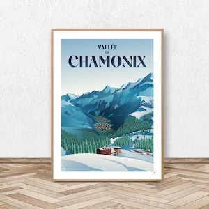 Chamonix Valley Poster - Haute Savoie // Vintage Illustration - Mont Blanc Poster